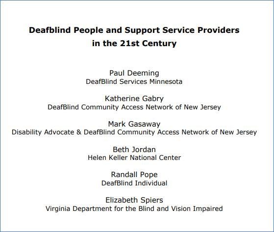 Deafblind People and Support Service Providers in the 21st Century screenshot of paper