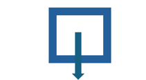 Blue square with a downward-pointing arrow through its center.